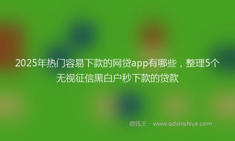 2025年热门容易下款的网贷app有哪些，整理5个无视征信黑白户秒下款的贷款