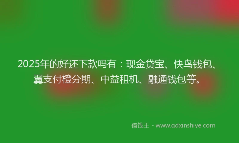 2025年的好还下款吗有：现金贷宝、快鸟钱包、翼支付橙分期、中益租机、融通钱包等。