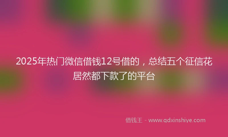 2025年热门微信借钱12号借的，总结五个征信花居然都下款了的平台