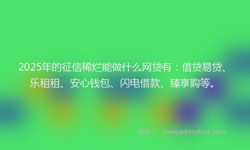 2025年的征信稀烂能做什么网贷有：借贷易贷、乐租租、安心钱包、闪电借款、臻享购等。