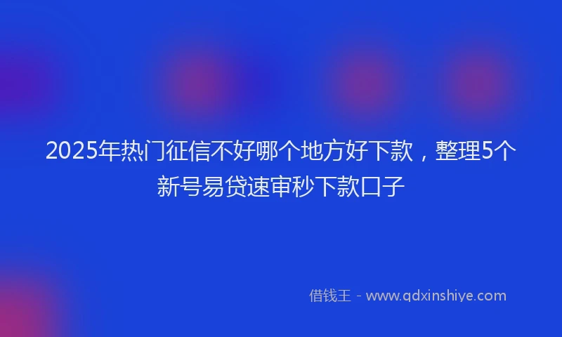 2025年热门征信不好哪个地方好下款，整理5个新号易贷速审秒下款口子