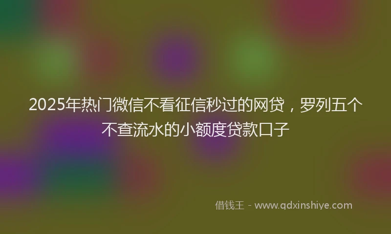 2025年热门微信不看征信秒过的网贷，罗列五个不查流水的小额度贷款口子