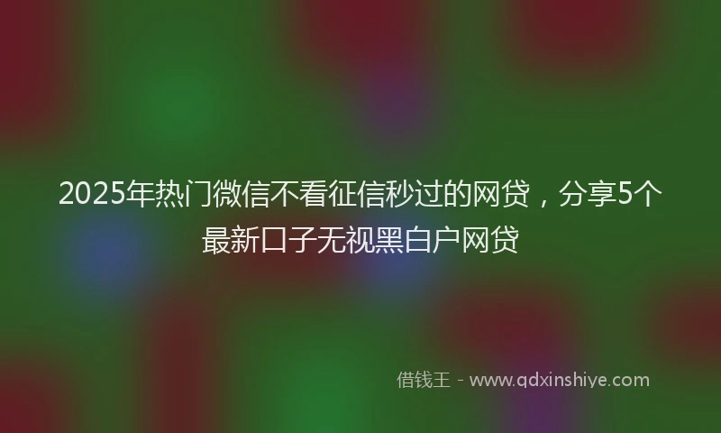 2025年热门微信不看征信秒过的网贷，分享5个最新口子无视黑白户网贷