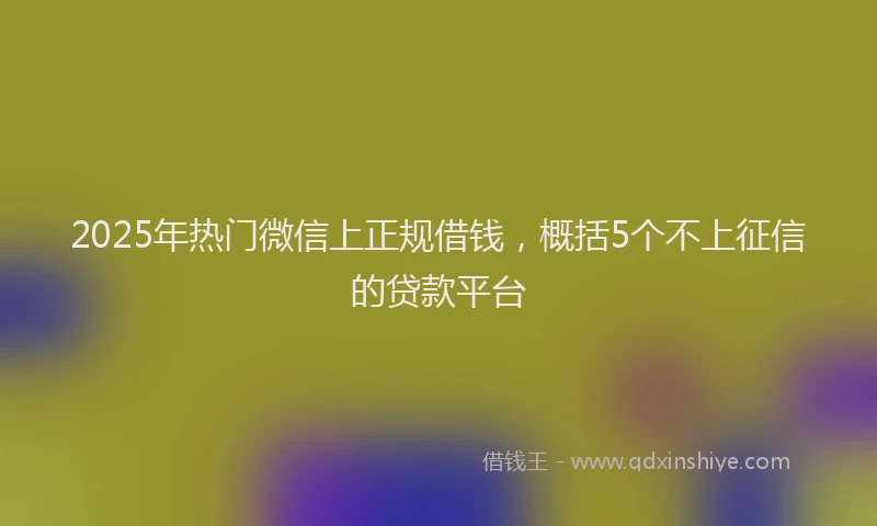 2025年热门微信上正规借钱，概括5个不上征信的贷款平台