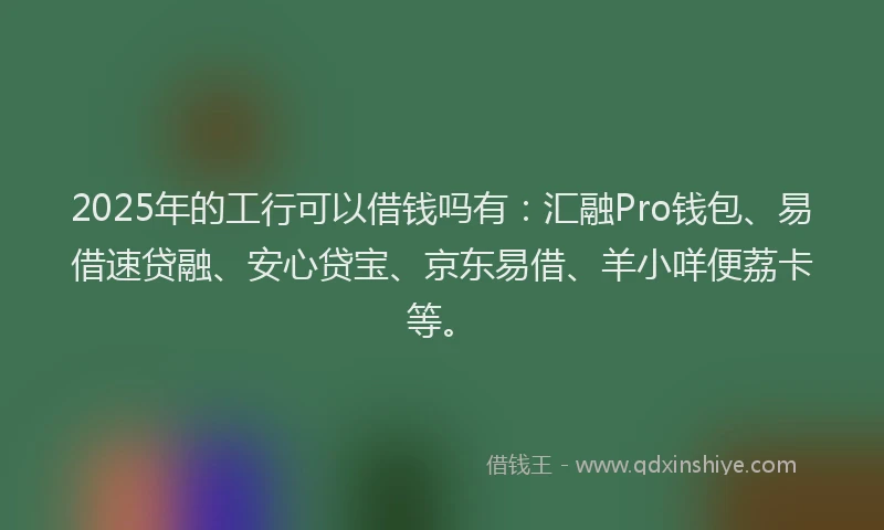 2025年的工行可以借钱吗有：汇融Pro钱包、易借速贷融、安心贷宝、京东易借、羊小咩便荔卡等。