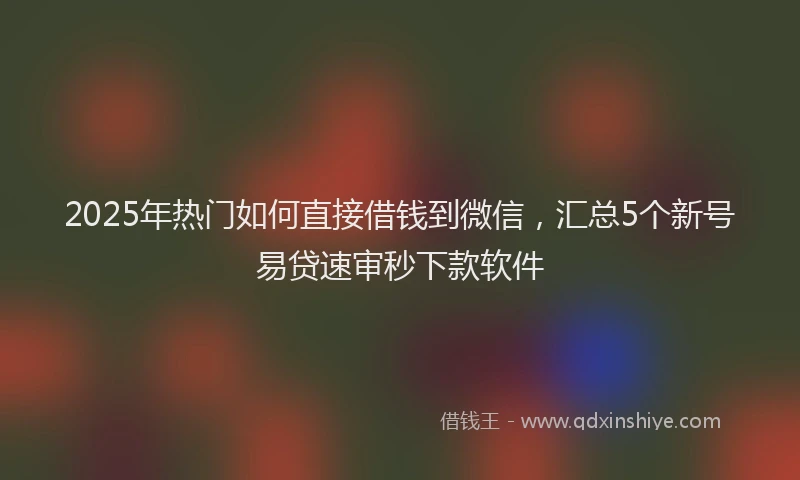 2025年热门如何直接借钱到微信，汇总5个新号易贷速审秒下款软件