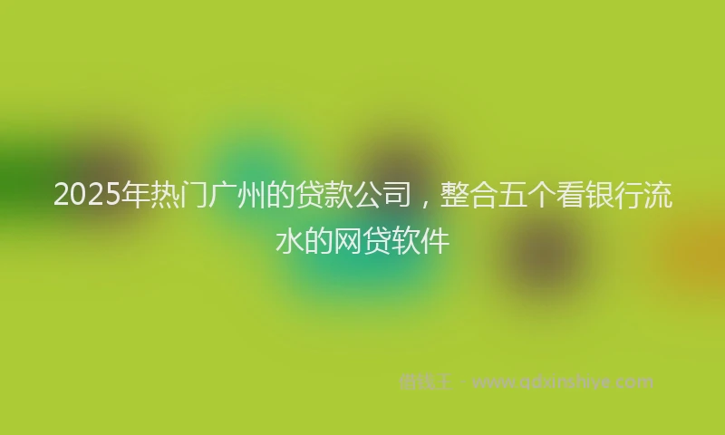 2025年热门广州的贷款公司，整合五个看银行流水的网贷软件
