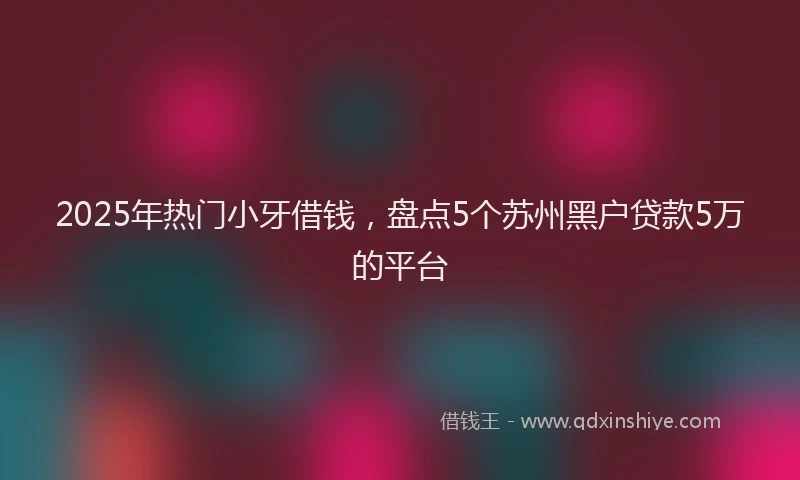 2025年热门小牙借钱，盘点5个苏州黑户贷款5万的平台