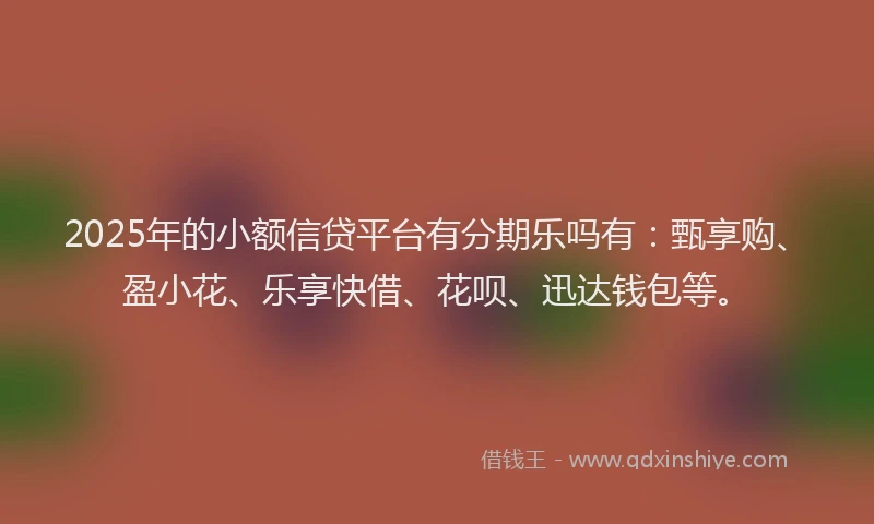 2025年的小额信贷平台有分期乐吗有：甄享购、盈小花、乐享快借、花呗、迅达钱包等。