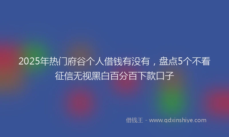 2025年热门府谷个人借钱有没有，盘点5个不看征信无视黑白百分百下款口子
