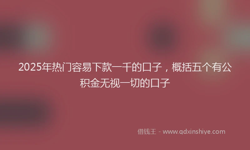 2025年热门容易下款一千的口子，概括五个有公积金无视一切的口子