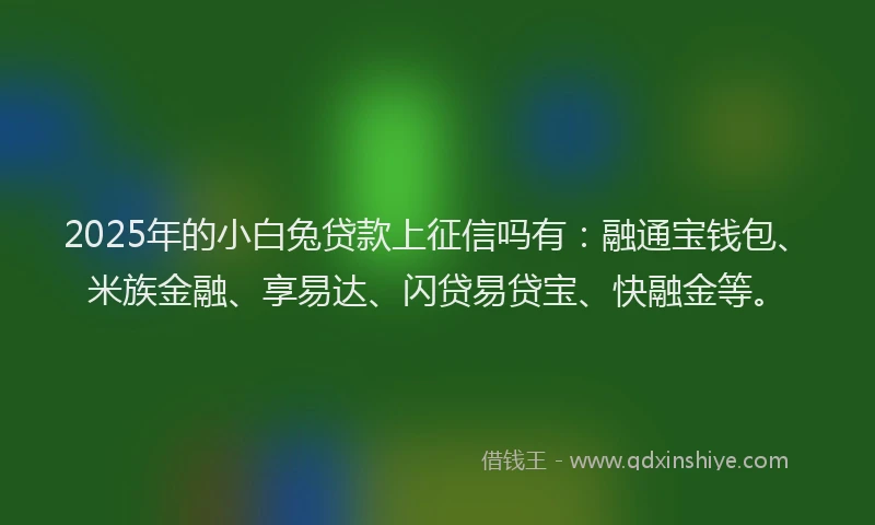 2025年的小白兔贷款上征信吗有：融通宝钱包、米族金融、享易达、闪贷易贷宝、快融金等。