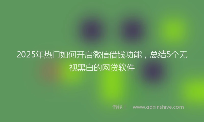 2025年热门如何开启微信借钱功能，总结5个无视黑白的网贷软件