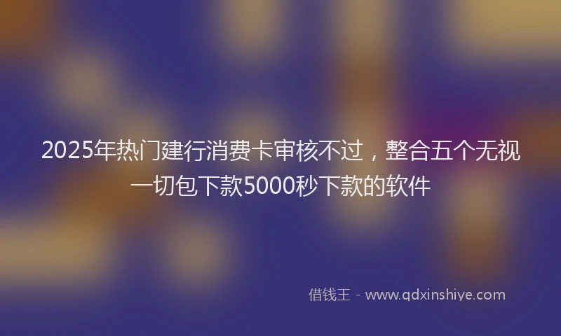 2025年热门建行消费卡审核不过，整合五个无视一切包下款5000秒下款的软件