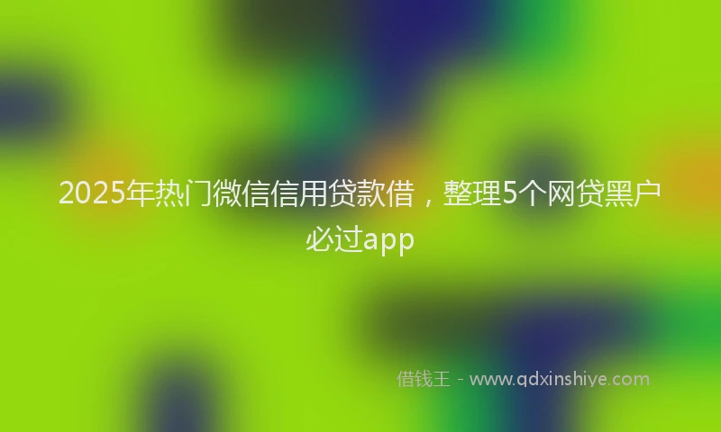 2025年热门微信信用贷款借，整理5个网贷黑户必过app