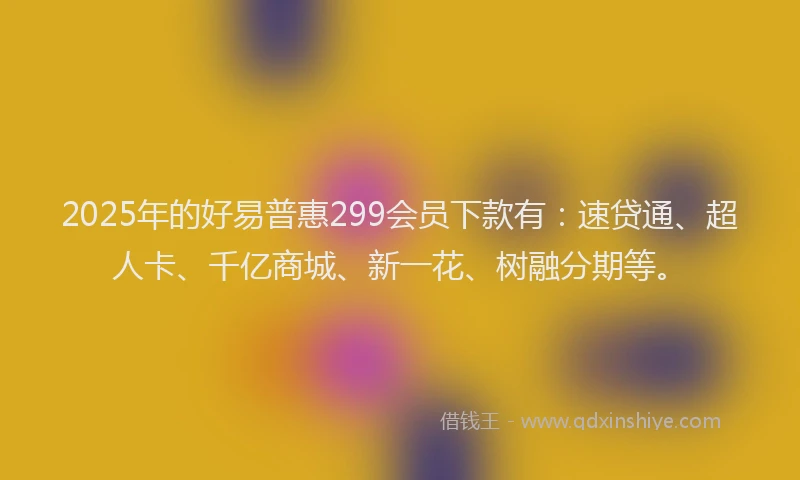 2025年的好易普惠299会员下款有：速贷通、超人卡、千亿商城、新一花、树融分期等。
