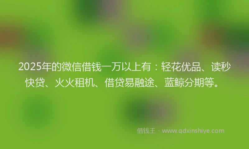2025年的微信借钱一万以上有：轻花优品、读秒快贷、火火租机、借贷易融途、蓝鲸分期等。