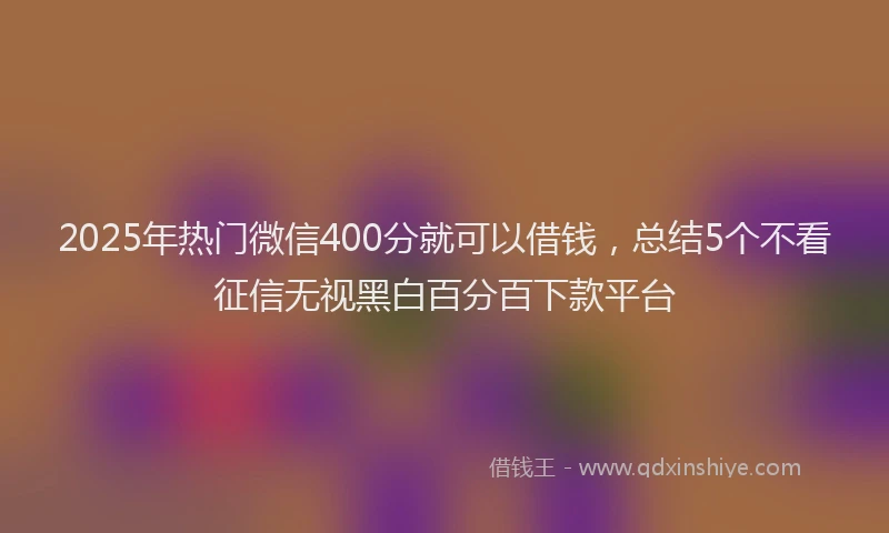2025年热门微信400分就可以借钱，总结5个不看征信无视黑白百分百下款平台