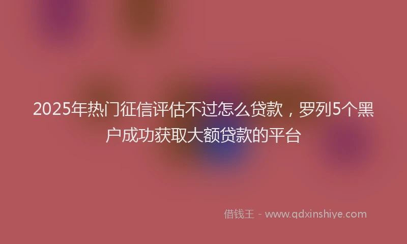 2025年热门征信评估不过怎么贷款，罗列5个黑户成功获取大额贷款的平台