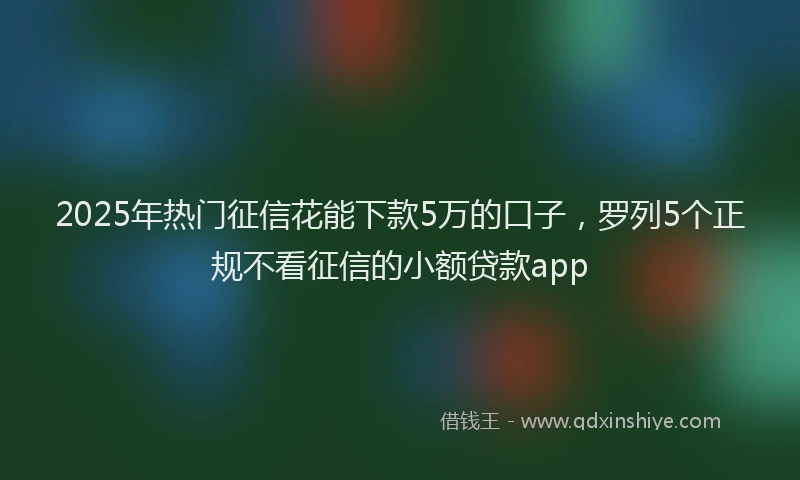 2025年热门征信花能下款5万的口子，罗列5个正规不看征信的小额贷款app