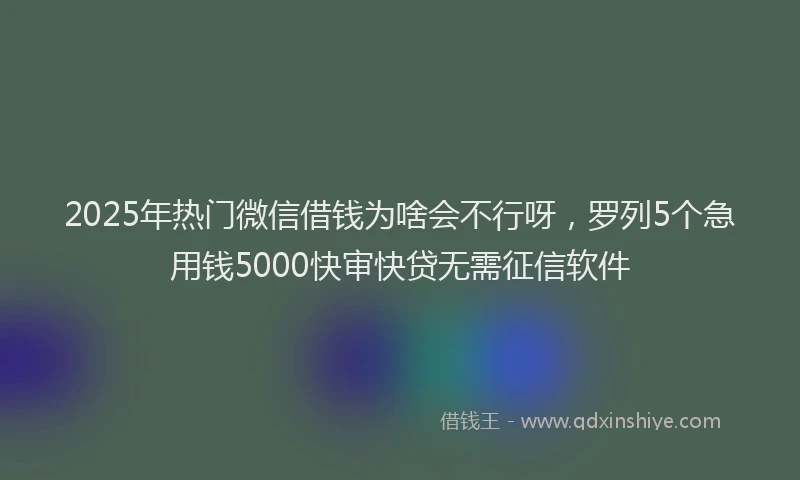 2025年热门微信借钱为啥会不行呀，罗列5个急用钱5000快审快贷无需征信软件