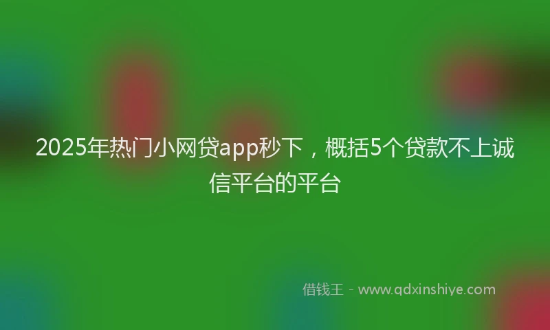 2025年热门小网贷app秒下，概括5个贷款不上诚信平台的平台