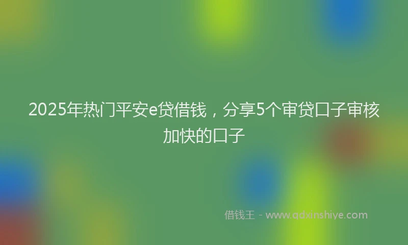 2025年热门平安e贷借钱，分享5个审贷口子审核加快的口子