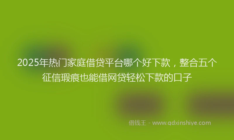 2025年热门家庭借贷平台哪个好下款，整合五个征信瑕疵也能借网贷轻松下款的口子