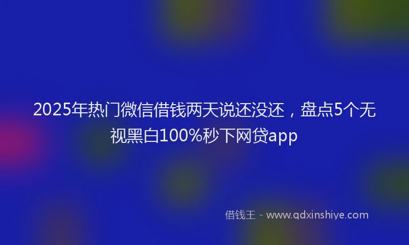 2025年热门微信借钱两天说还没还，盘点5个无视黑白100%秒下网贷app