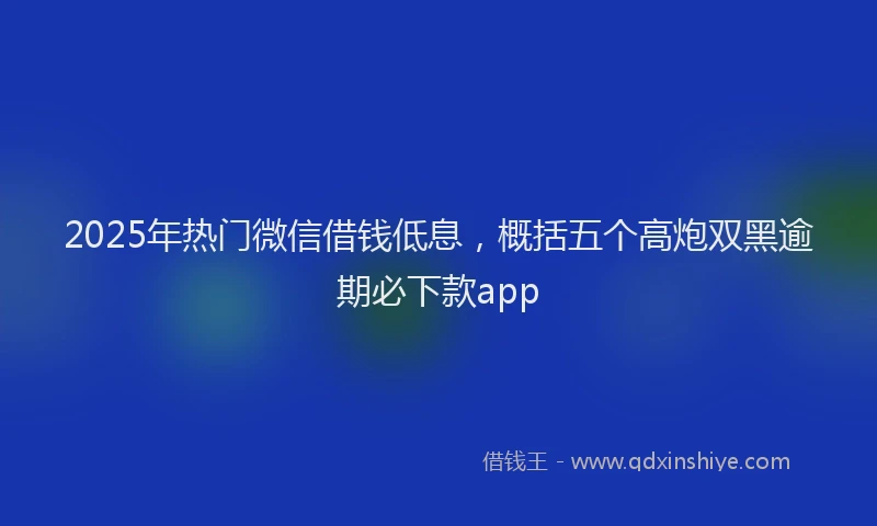2025年热门微信借钱低息，概括五个高炮双黑逾期必下款app