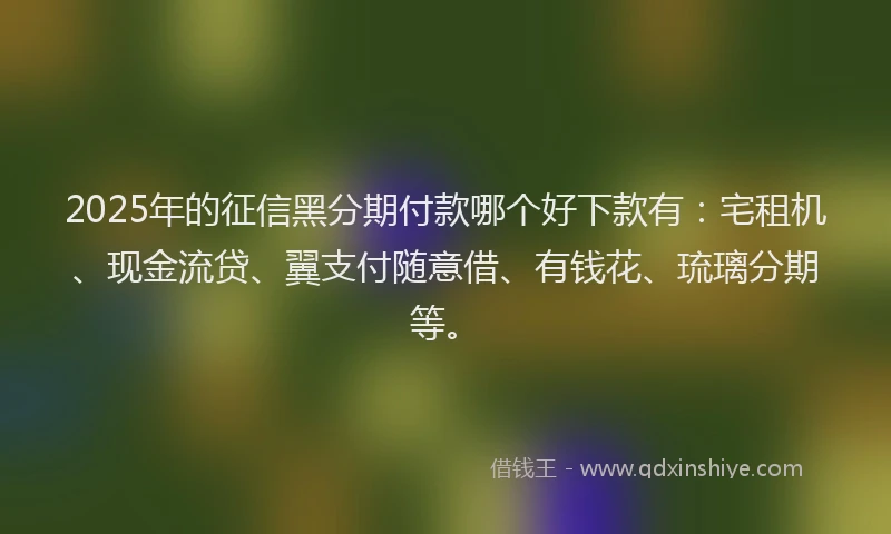 2025年的征信黑分期付款哪个好下款有：宅租机、现金流贷、翼支付随意借、有钱花、琉璃分期等。