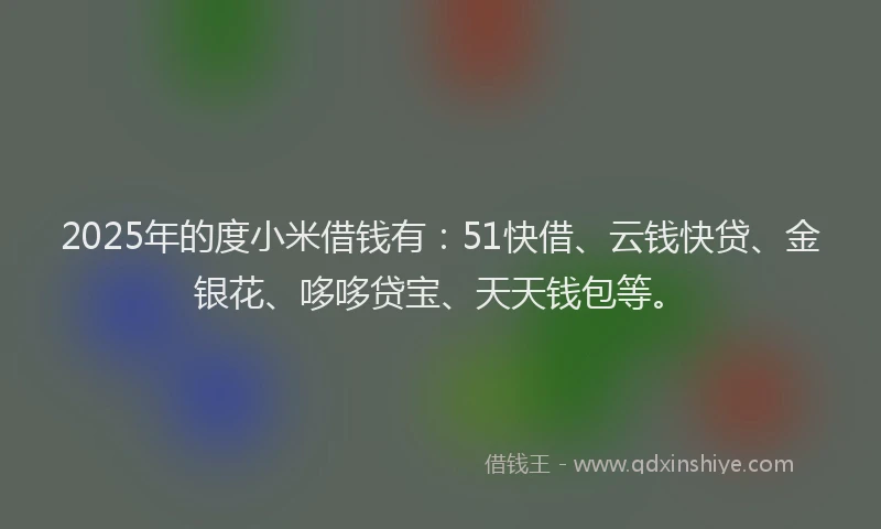 2025年的度小米借钱有：51快借、云钱快贷、金银花、哆哆贷宝、天天钱包等。