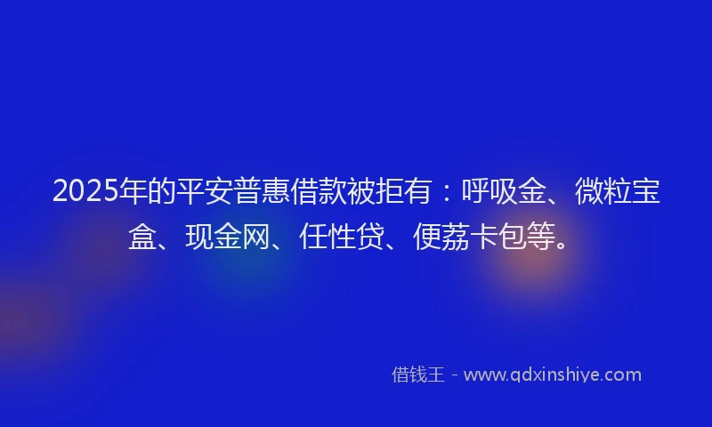 2025年的平安普惠借款被拒有：呼吸金、微粒宝盒、现金网、任性贷、便荔卡包等。