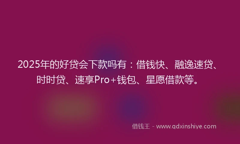 2025年的好贷会下款吗有：借钱快、融逸速贷、时时贷、速享Pro+钱包、星愿借款等。