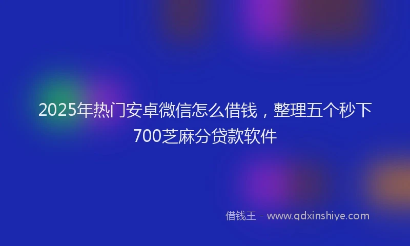 2025年热门安卓微信怎么借钱，整理五个秒下700芝麻分贷款软件