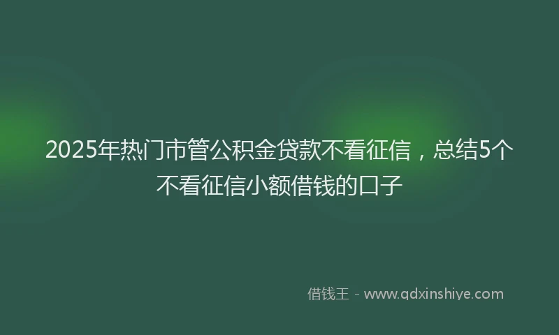 2025年热门市管公积金贷款不看征信，总结5个不看征信小额借钱的口子