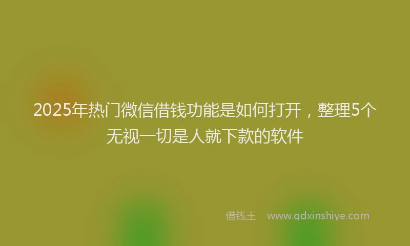 2025年热门微信借钱功能是如何打开，整理5个无视一切是人就下款的软件