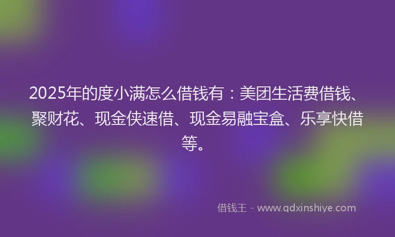 2025年的度小满怎么借钱有：美团生活费借钱、聚财花、现金侠速借、现金易融宝盒、乐享快借等。