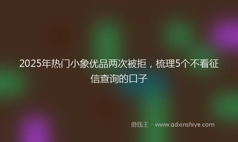 2025年热门小象优品两次被拒，梳理5个不看征信查询的口子