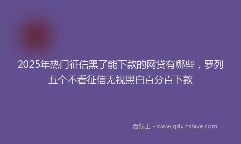 2025年热门征信黑了能下款的网贷有哪些，罗列五个不看征信无视黑白百分百下款