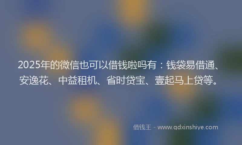 2025年的微信也可以借钱啦吗有：钱袋易借通、安逸花、中益租机、省时贷宝、壹起马上贷等。