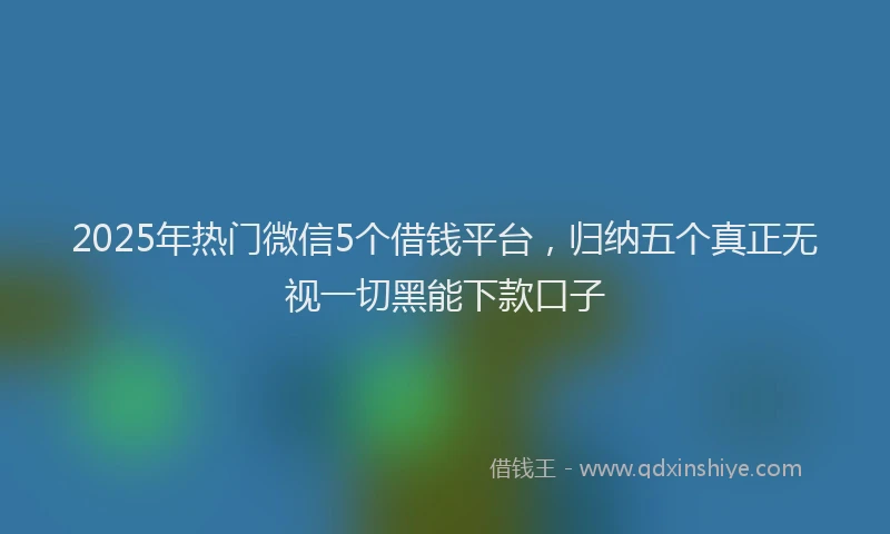 2025年热门微信5个借钱平台，归纳五个真正无视一切黑能下款口子