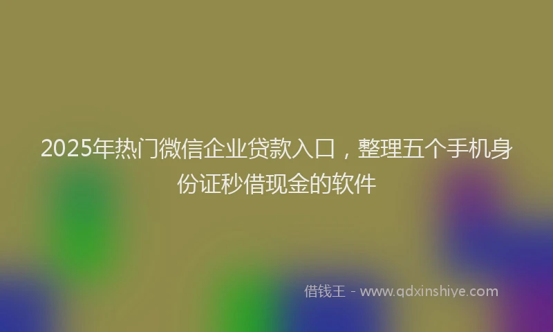 2025年热门微信企业贷款入口，整理五个手机身份证秒借现金的软件