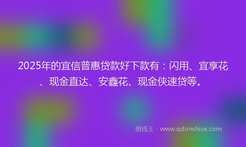 2025年的宜信普惠贷款好下款有：闪用、宜享花、现金直达、安鑫花、现金侠速贷等。
