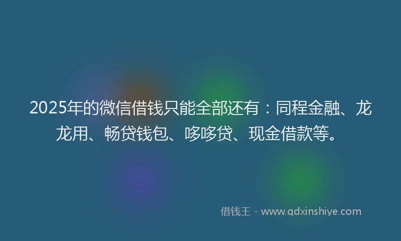 2025年的微信借钱只能全部还有：同程金融、龙龙用、畅贷钱包、哆哆贷、现金借款等。