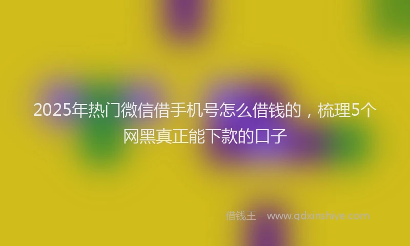 2025年热门微信借手机号怎么借钱的，梳理5个网黑真正能下款的口子