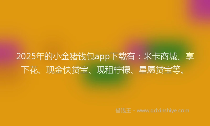 2025年的小金猪钱包app下载有：米卡商城、享下花、现金快贷宝、现租柠檬、星愿贷宝等。