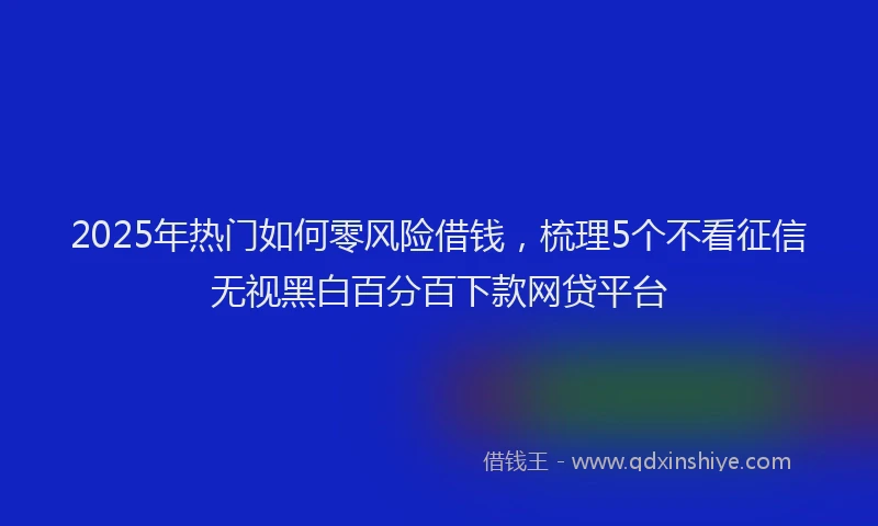 2025年热门如何零风险借钱，梳理5个不看征信无视黑白百分百下款网贷平台