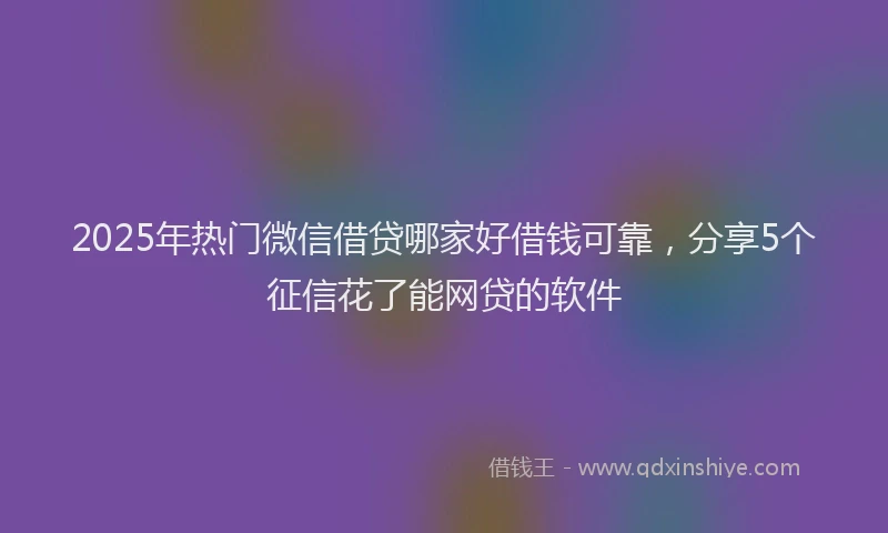 2025年热门微信借贷哪家好借钱可靠，分享5个征信花了能网贷的软件
