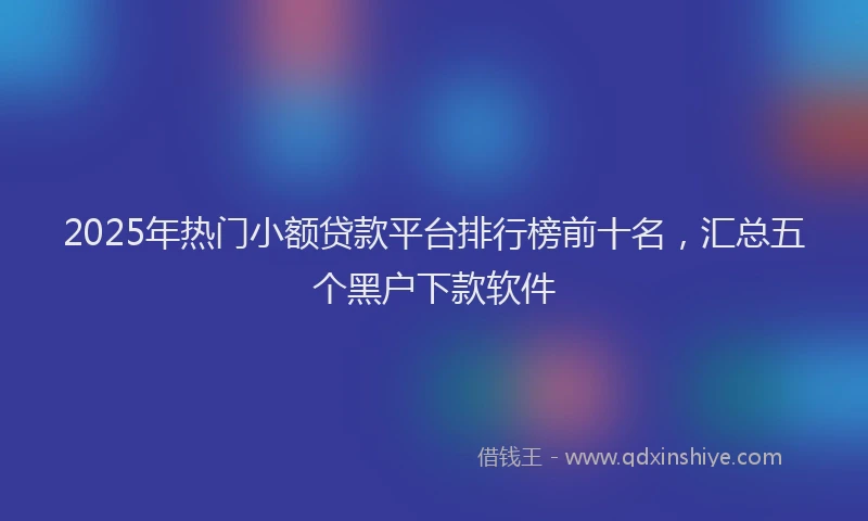 2025年热门小额贷款平台排行榜前十名，汇总五个黑户下款软件